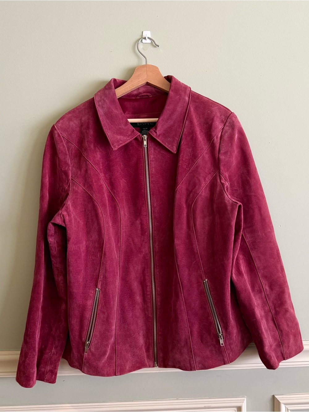 Lane Bryant Berry Suede Zip-Front Jacket